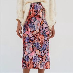 Anthropologie Maeve Tulsa Velvet Pleated Midi Skirt Size M NWT